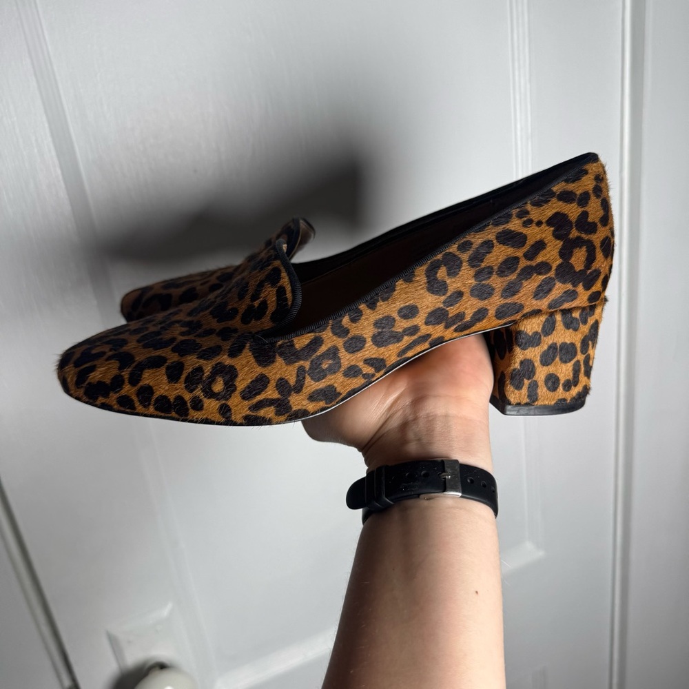 Banana Republic Leopard Cheetah Print Calf Hair Smoking Slipper Heel Size 9 - Picture 9 of 12